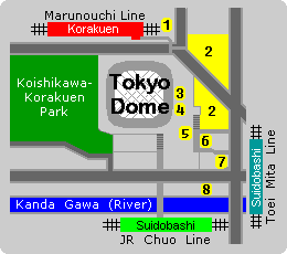 Map of Tokyo Dome and surrounding area