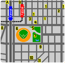 Map around Yokohama Stadium